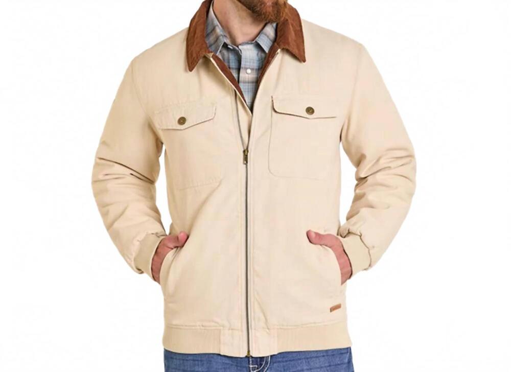 NEW PANHANDLE slim canvas bomber jacket in beige